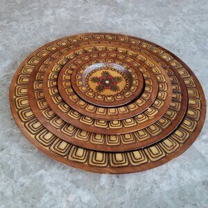 🎉HP🎉 Decorative Folk Art Set of 5 Wooden Nesting Plates Made in Poland